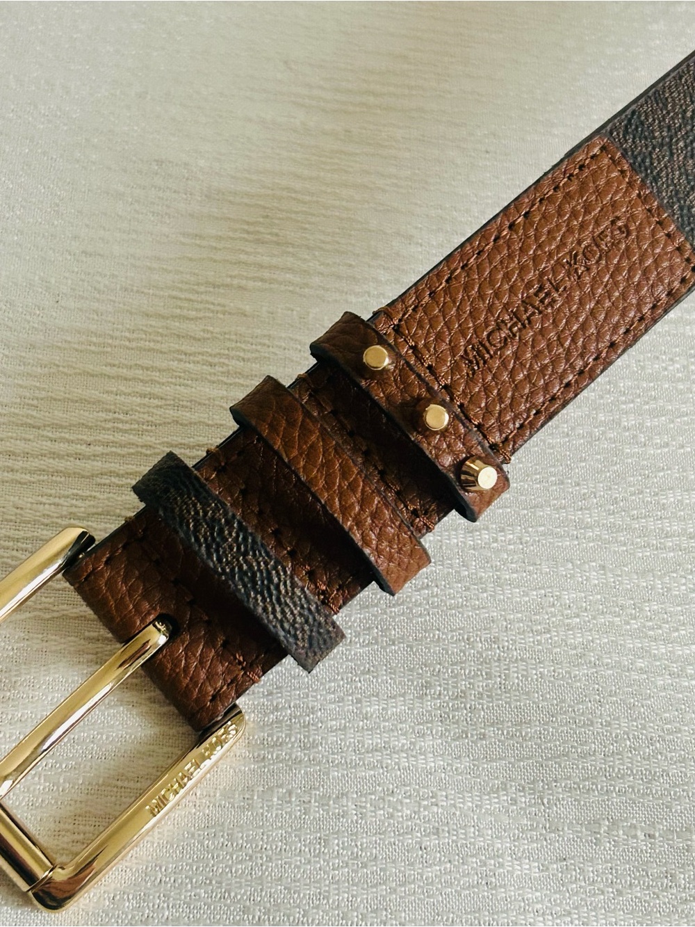 MICHAEL KORS BELT WITH PRINTED MK LOGO TRIPLE BELT LOOP